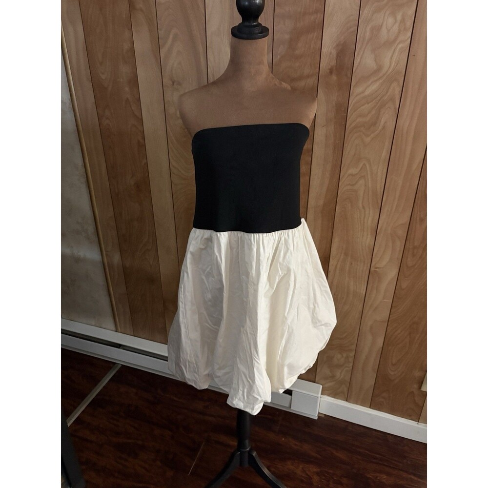 A New Day Women’s Bubble Dress Colorblock Size Large L Black White Tube Top